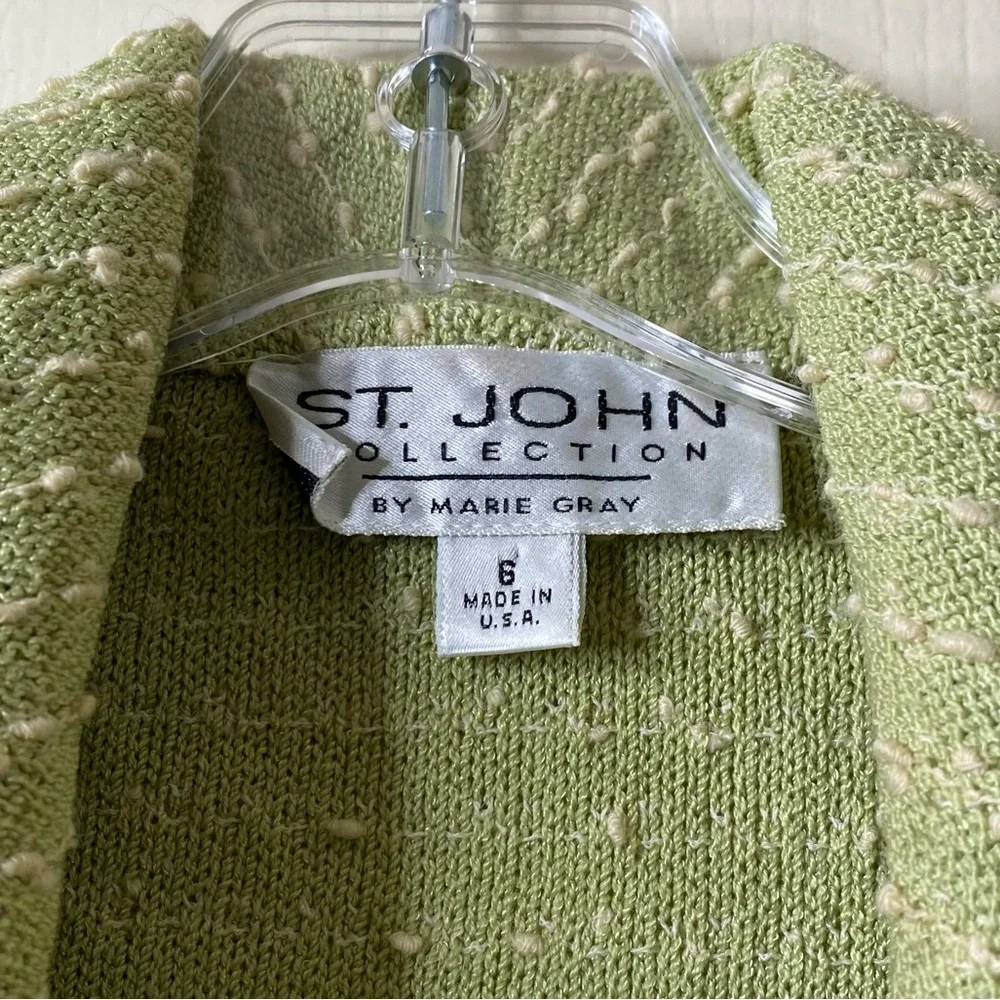 St. John • Santana Knit Green Boucle Skirt Suit • USA
